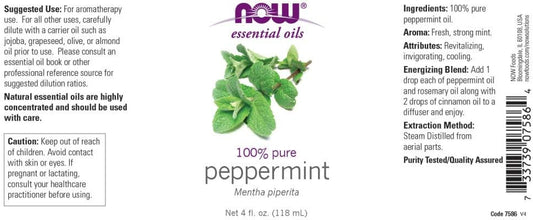 Now, Peppermint Essential Oil, 4-Ounce