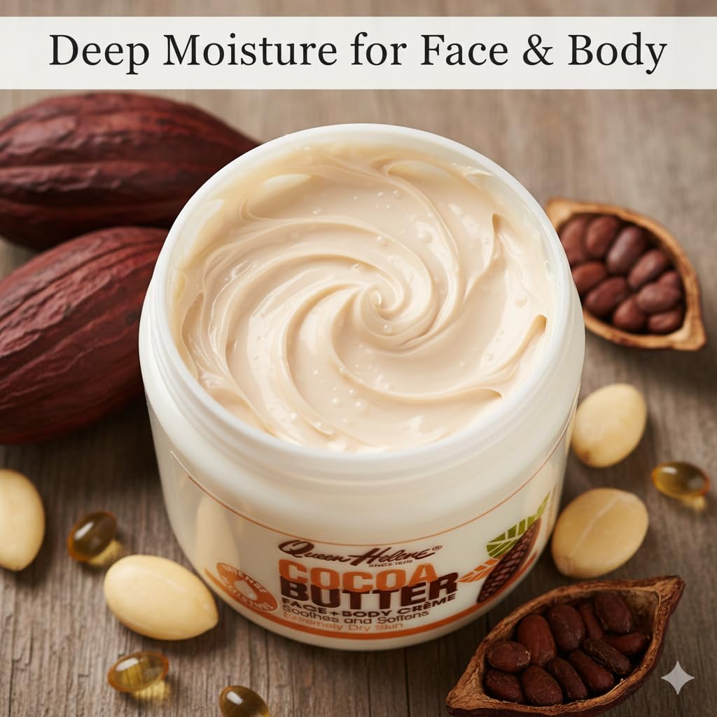 Queen Helene, Cocoa Butter Creme – Extra Rich Moisturizing Cream that Softens, Nourishes & Restores Dry Skin Comfort | 15 oz | Pack of 4
