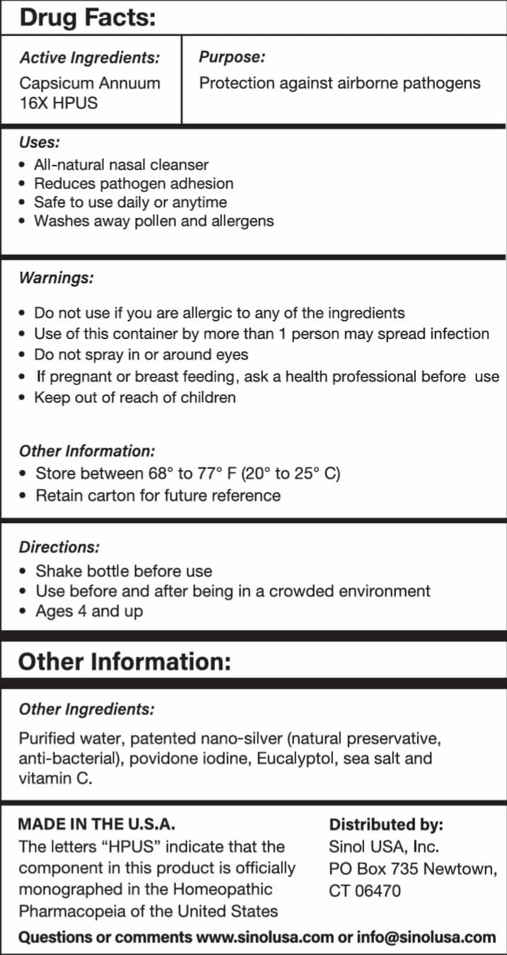 Sinol, Viral Defense Nasal Spray - Defend Against Airborne Germs and Viruses - Iodine Nasal Spray, Colloidal Silver, Vitamin C to Boost Immunity - for Work, Travel, Indoor Gatherings - 114 Sprays