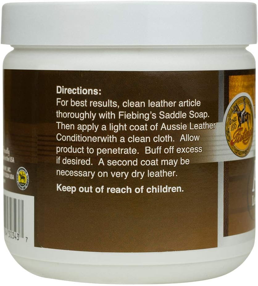 Fiebing's, Aussie Leather Conditioner (14 oz) - Contains Beeswax to Withstand Hot Conditions - Preserve, Moisturize, Strengthen, Waterproof All Leathercraft, Car, Couch, Furniture, Purses, Boot, Shoe