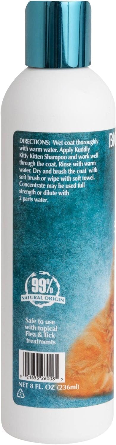 Bio-Groom, Kuddly Kitty Shampoo - Tearless, Gentle Kitten Shampoo, Soap-Free, Cat Bathing Supplies, Quick Rinse, Cat & Kitten Grooming Supplies, Cruelty-Free, Made in USA, Cat Shampoo - 8 fl oz 1-Pack