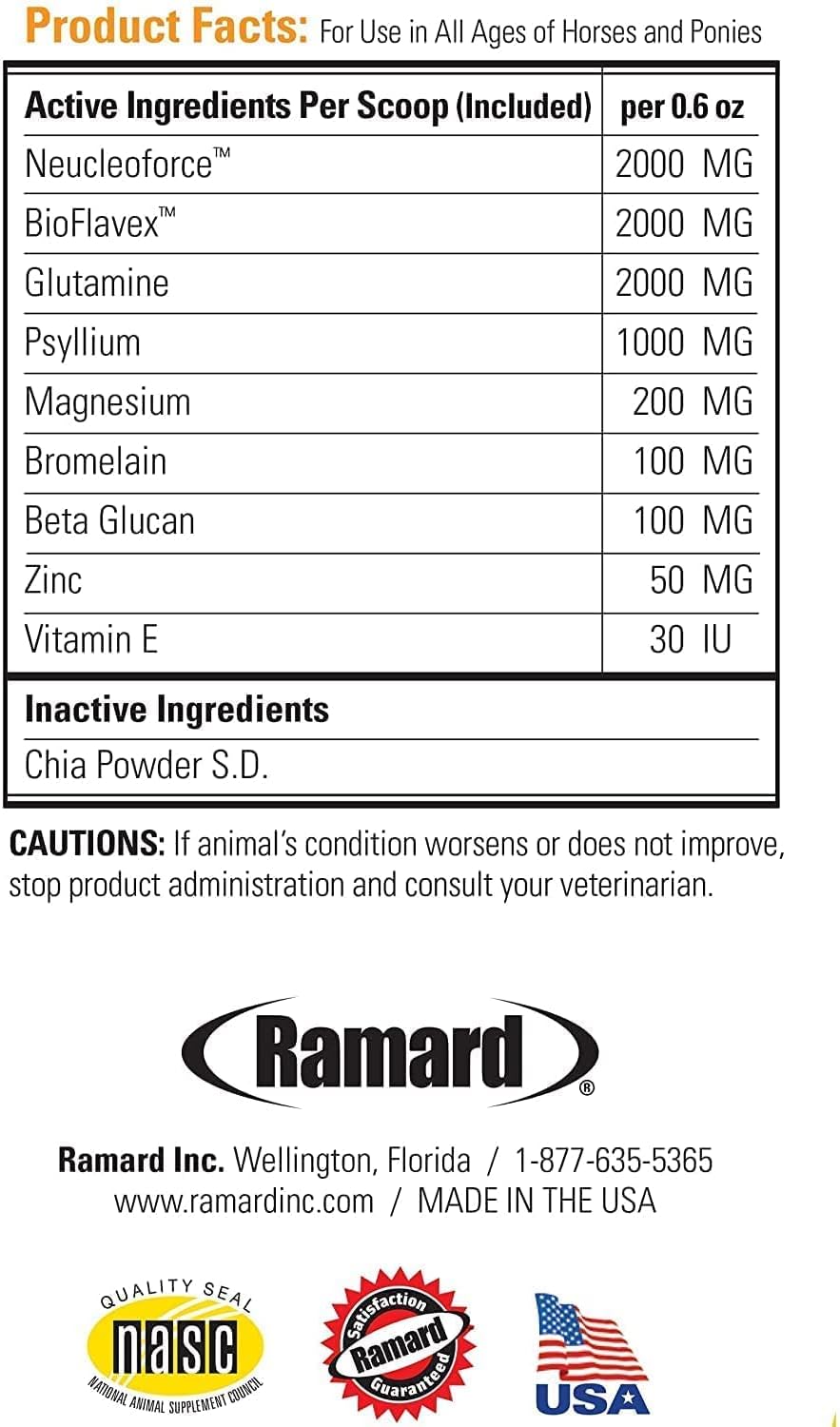 Ramard, Total Calm and Focus for Horses Supplement - Magnesium & Calming Formula for Horse Show, Training, & Performance Mental Alertness Without Drowsiness, Show Safe, Perfect Prep for Horses 1 Pack