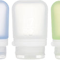 humangear, GoToob+ 3-Pack (Small) | Refillable Silicone Travel Bottle | Locking Lid | Food-Safe Material, Clear/Green/Blue, Small (1.7 fl.oz; 53ml)