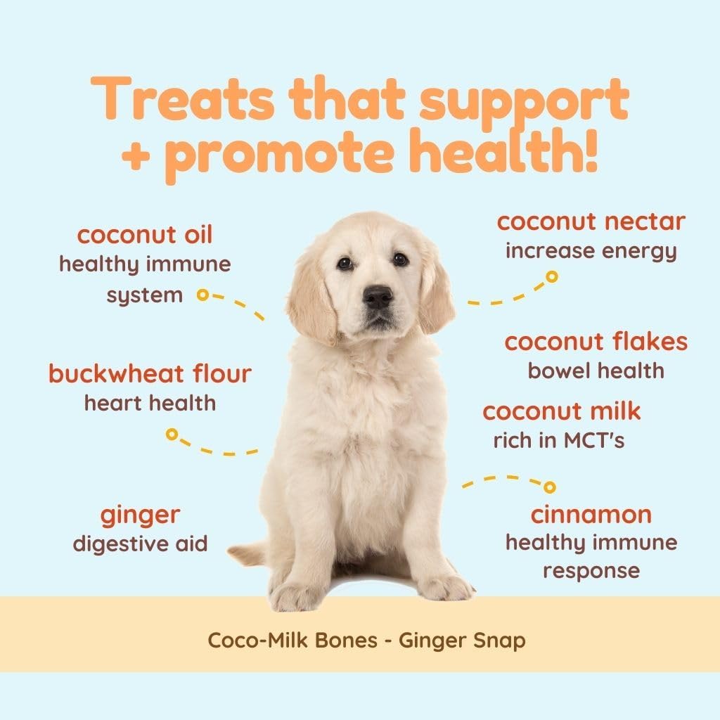 CocoTherapy, Coco-Milk Bones Dog Treat (Ginger Snaps) 6 Oz.