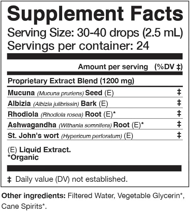 Anima Mundi, Herbal Ashwagandha Drops - Happiness Tonic for Gentle Mood Support and Relaxation - Adaptogenic Drops with Organic Ashwagandha, Rhodiola, St. John's Wort & More (2oz / 59ml)