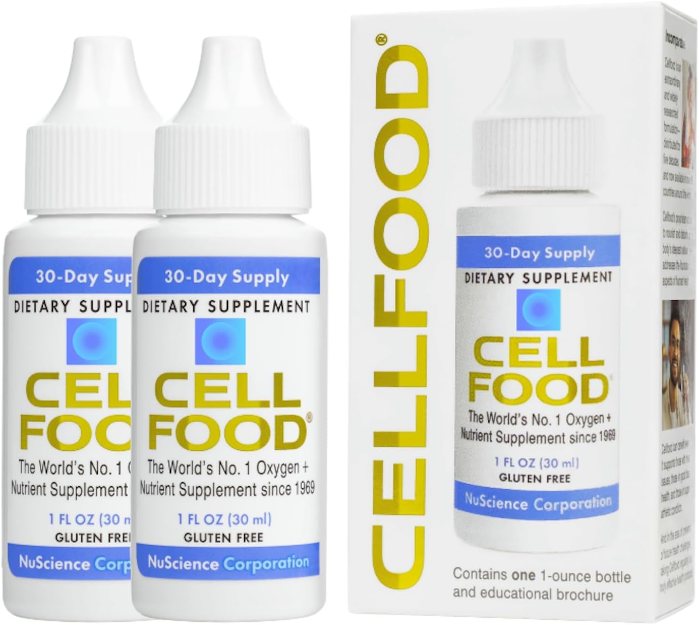 Cellfood, Oxygen Boost - 1 fl oz, 2 Pack - Liquid Oxygen Supplement for Lymphatic Drainage, Altitude Sickness, Jet Lag, Fatigue, Headaches, Hangovers & Energy - Gluten Free, Cert. Kosher