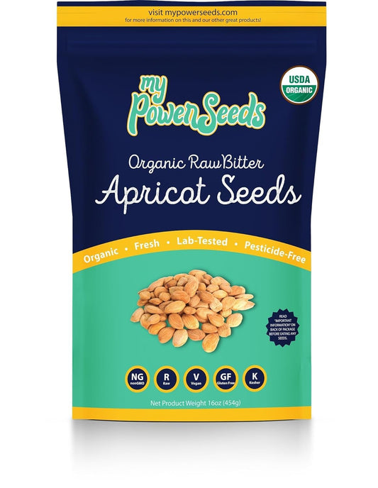 My Power Seeds, (1 pound bag) | Natural Source of Vitamins & Minerals - Raw - 100% Non GMO, Vegan, Gluten Free (Apricot Seeds) (Organic)