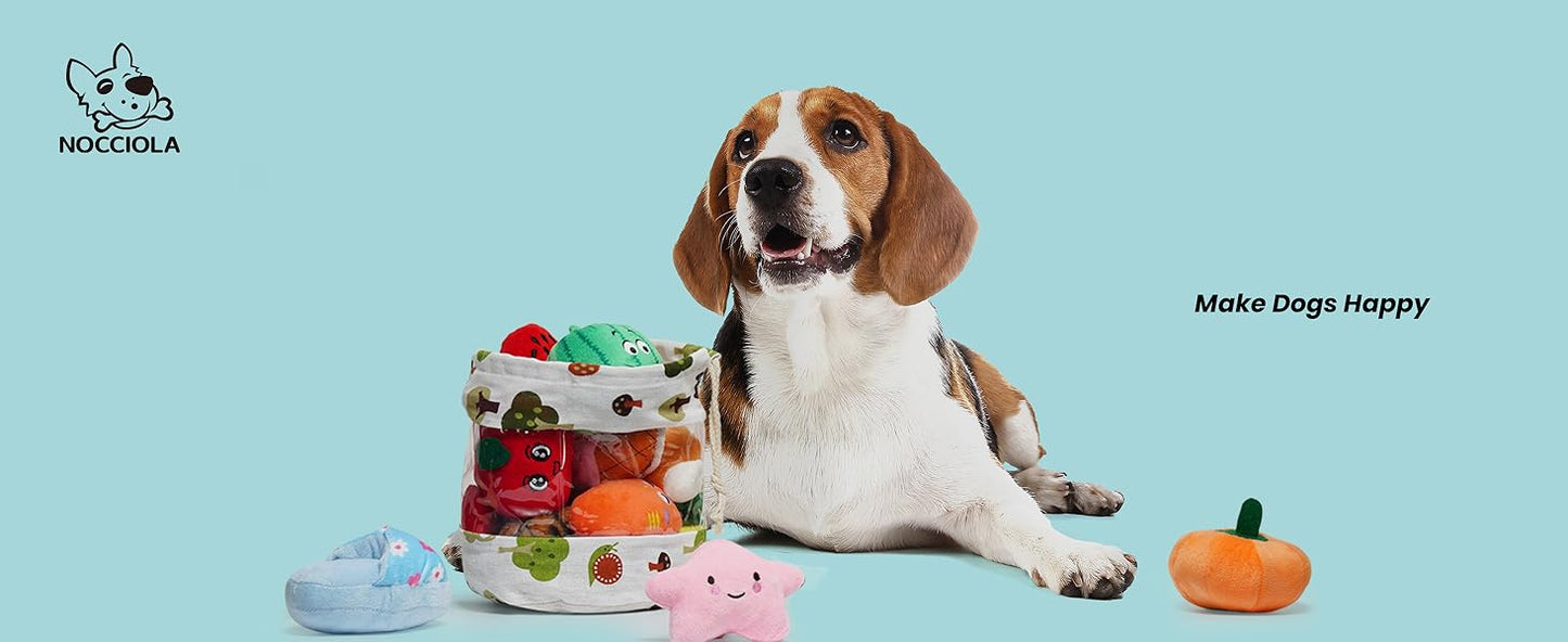 Nocciola, Dog Squeaky Toys, Plush Small Dog Toys for Dogs, Stuffed with Squeakers,12 pcs Puppy Toys with a Carrying Bag for Small Medium Size