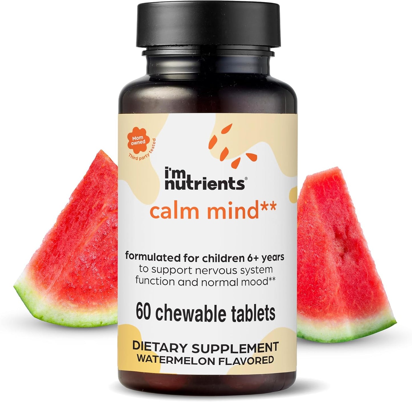 I’m Nutrients, Calm Mind | Saffron Supplements for Kids | Nervous System Support | Kids Magnesium | Vitamin B6 | Zinc | Naturally Flavored | No Artificial Ingredients | 60 Chewable Tablets