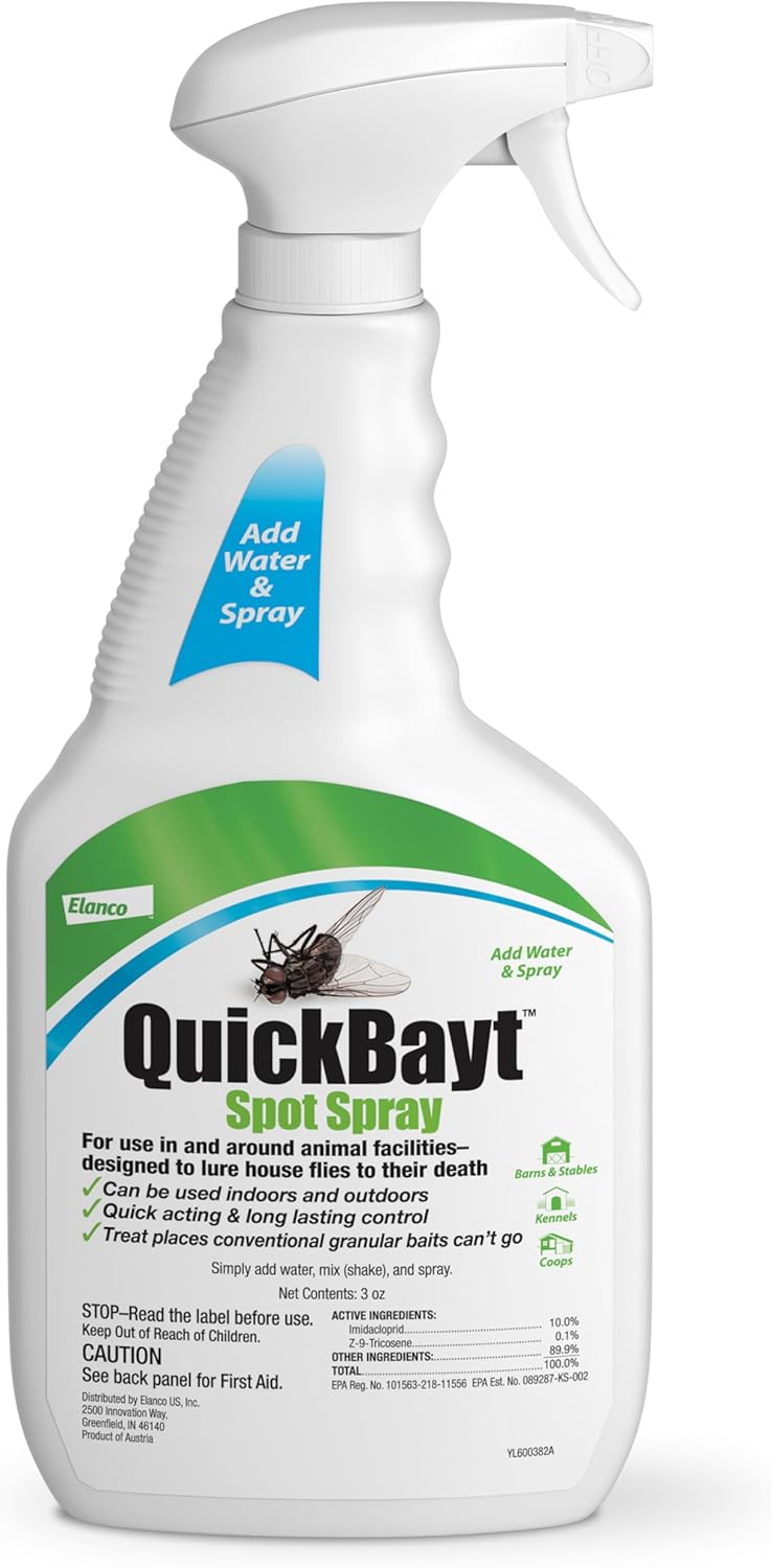 Elanco, QuickBayt, Spot Spray | Premise Spray for Recreational Farms and Rural Environments | Controls Flies | 3oz Bottle