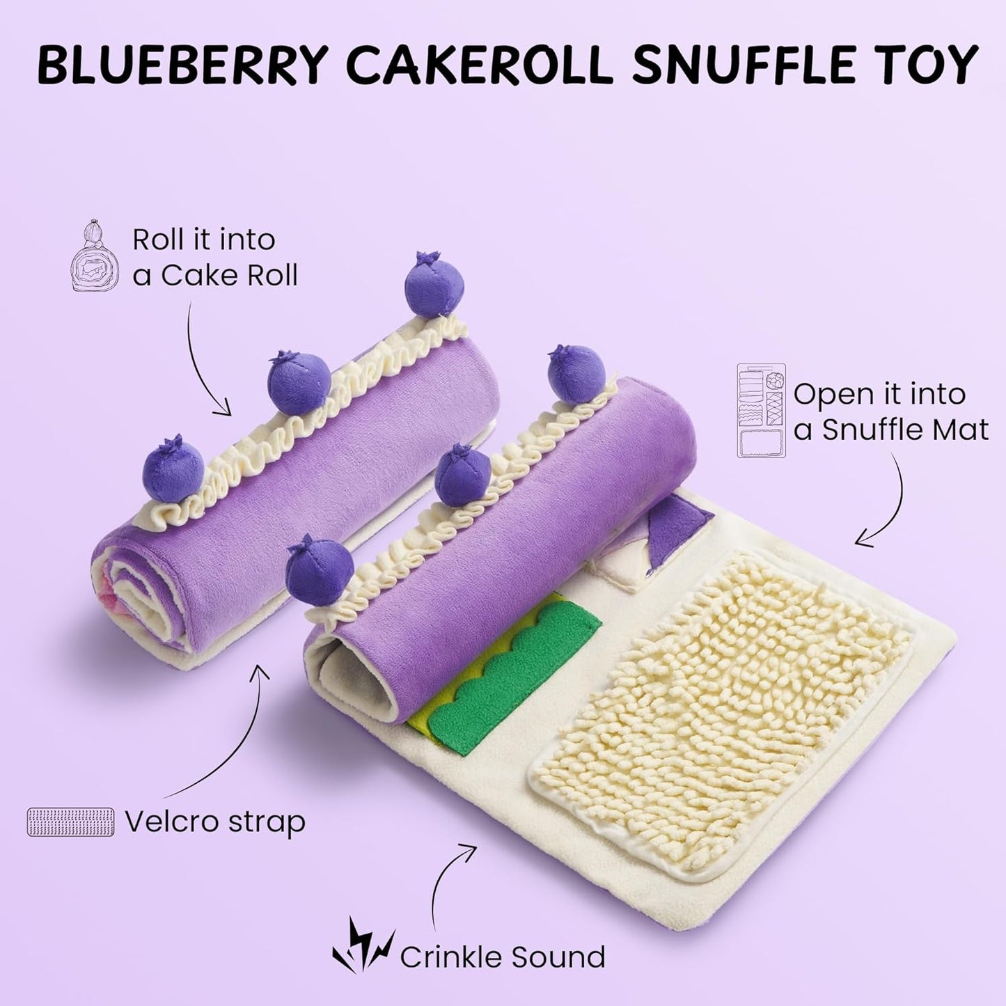 Nocciola, Dog Snuffle Toy, Blueberry Cake Snuffle Mat for Puppies Puzzle Puppy Toy with Crinkle, Hide and Seek Interactive Enrichment Toys for Small Medium Dogs, Dog Gift Birthday Cake Toy