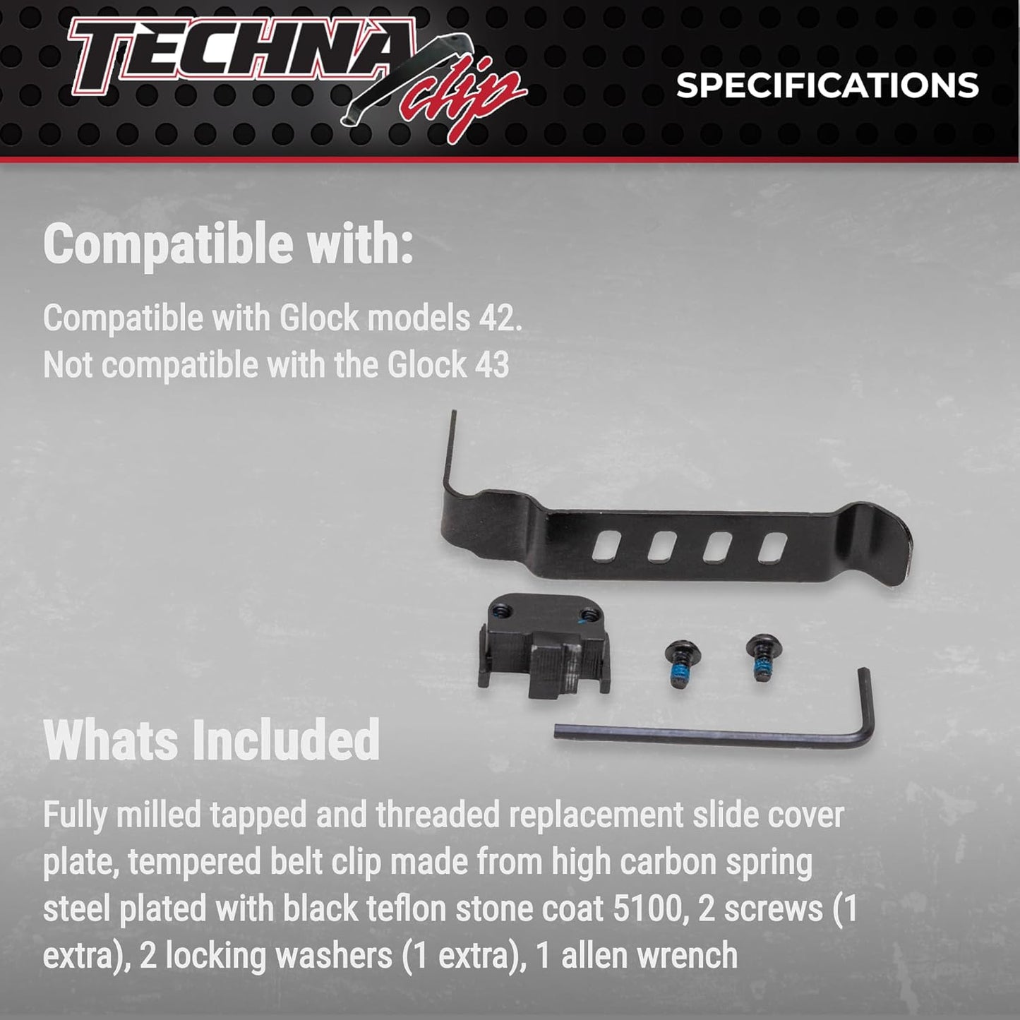 Techna Clip, Concealment System for Glock Models - Durable High-Carbon Spring Steel Gun Clip w/Teflon Coat 1500 - Ambi, Easy-to-Install Gun Holster Clip (Black)