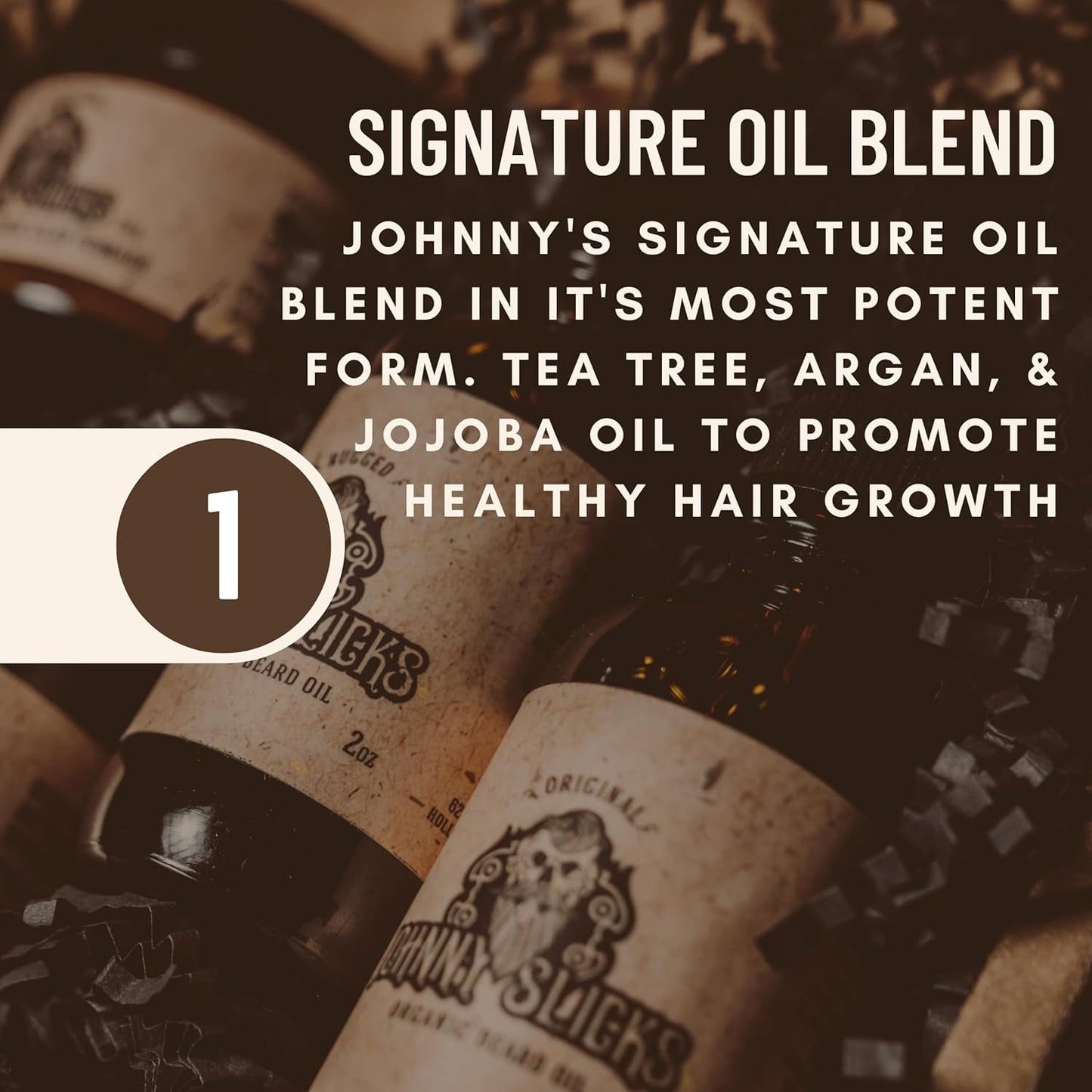 Johnny Slicks, Organic Beard Oil | Moisturize, Soften, Promote Hair Growth, Reduce Itch (US Made, Veteran Owned Handcrafted with Clean Ingredients), Rugged