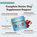 Natural Dog Company, Senior Dog Vitamins Chew for Brain, Heart & Eye Health - Cognitive Support, Vision Clarity & Cardiovascular Function with Omega-3s, Lion’s Mane Senior Dog Supplements, 90 cnt