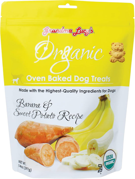 Grandma Lucy's, Organic Oven Baked Dog Treats - Banana & Sweet Potato, 14 oz