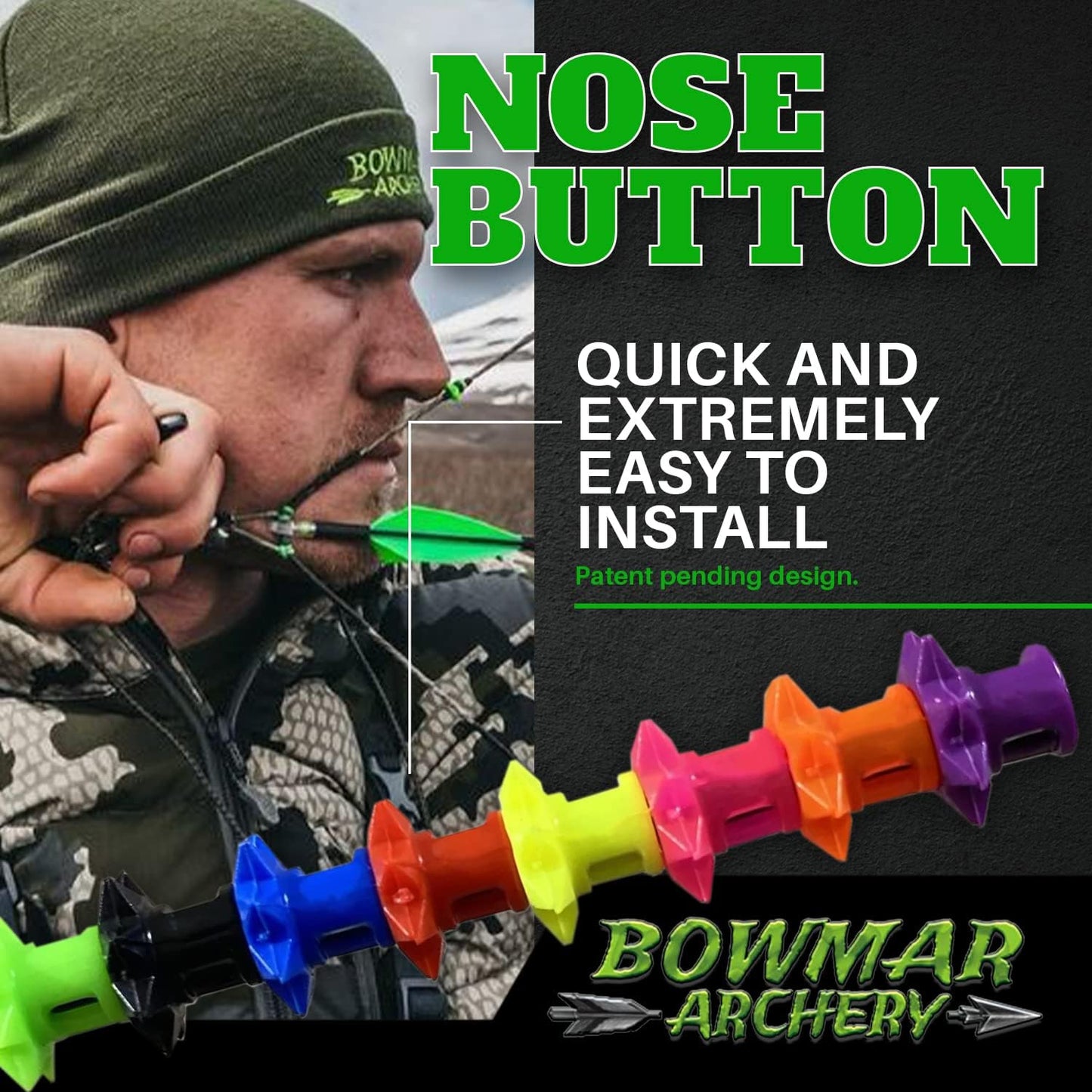 Bowmar Archery, Nose Button, Extremely Light Weight, Creates Consistent Anchor Point, Two Sizes Included