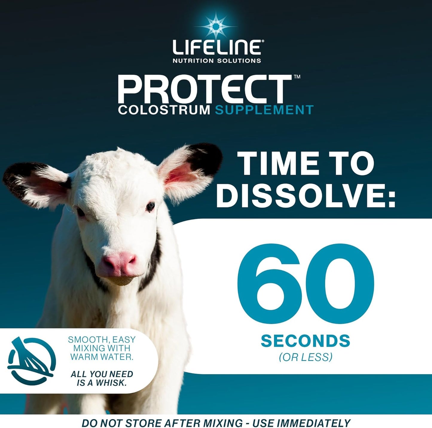 ANNUSO, LIFELINE Protect Colostrum Supplement for Calves, 1lb Bag - 50g Globulin Protein per Feeding - 20% Added Fat and Carbohydrates - Immune and Energy Support for Newborn Calves