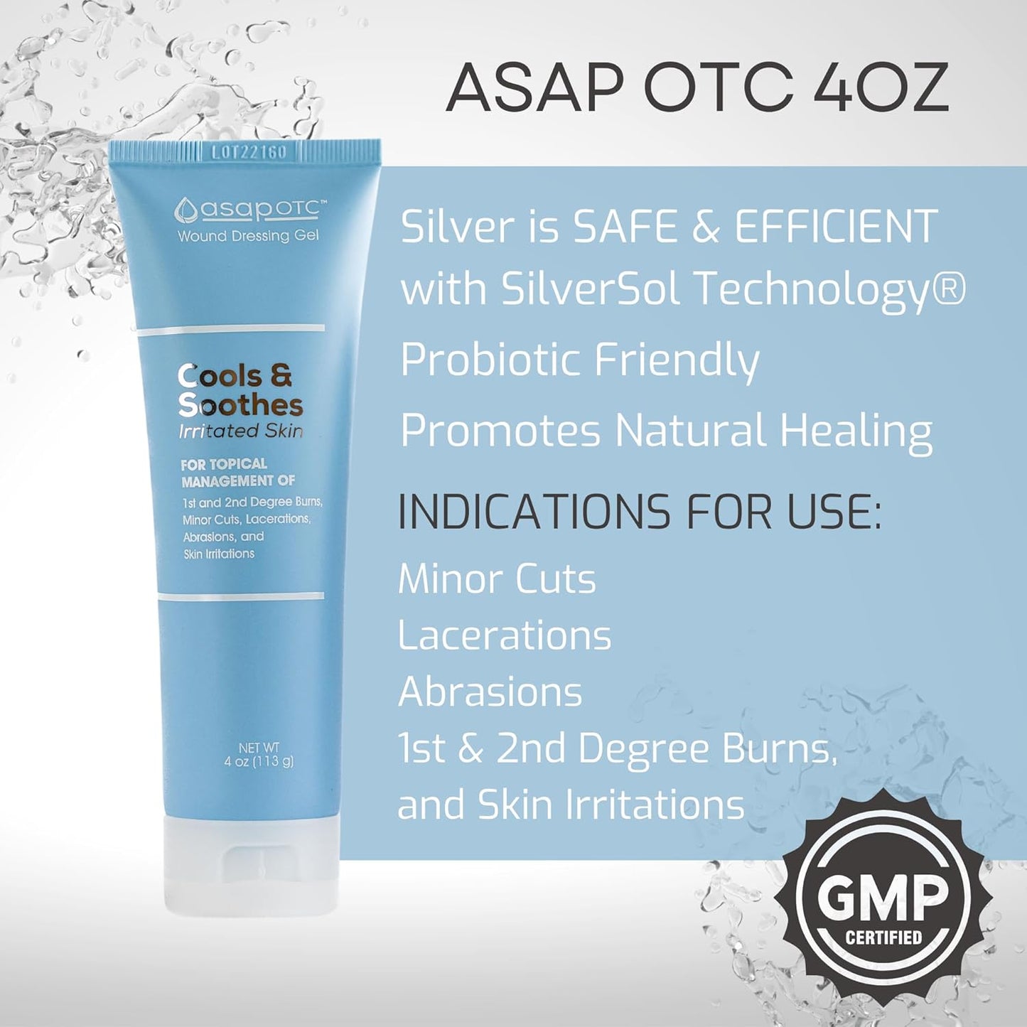 American Biotech Labs, ASAP OTC Wound Dressing Gel | SilverSol Ag₄O₄ 24 ppm Healing & Soothing Gel | 4 Oz