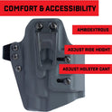 Crucial Concealment® , Universal Ambidextrous Light Holster | Concealment Holster with Light | Adjustable Retention | IWB Holster Clip