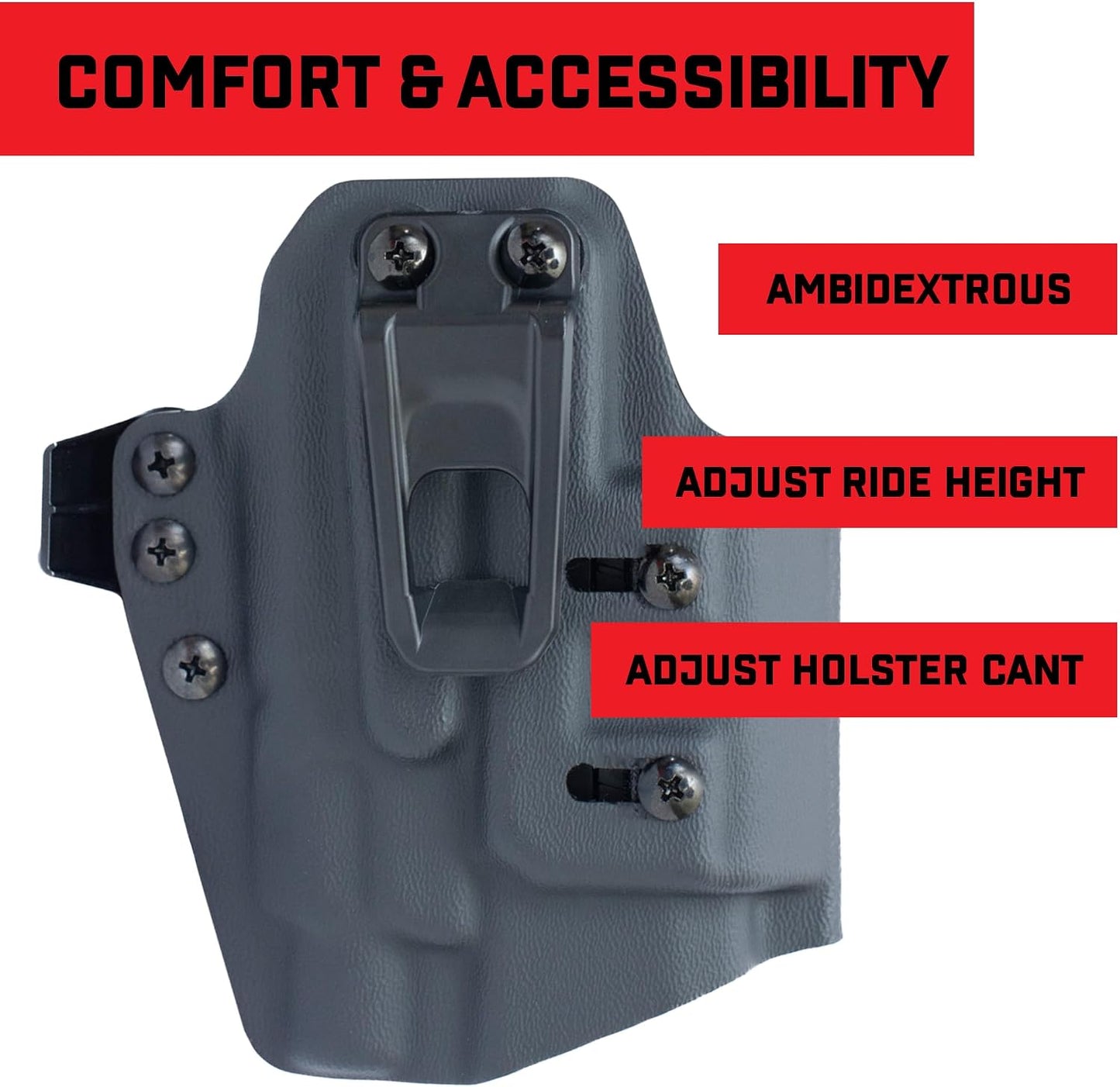 Crucial Concealment® , Universal Ambidextrous Light Holster | Concealment Holster with Light | Adjustable Retention | IWB Holster Clip