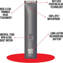 HAPPY NUTS, The Lumberjack Electric Groin & Body Hair Trimmer for Men - Men's Body Groomer Kit for Privates - Smooth Ball & Pubic Hair Shaver (Graphite)
