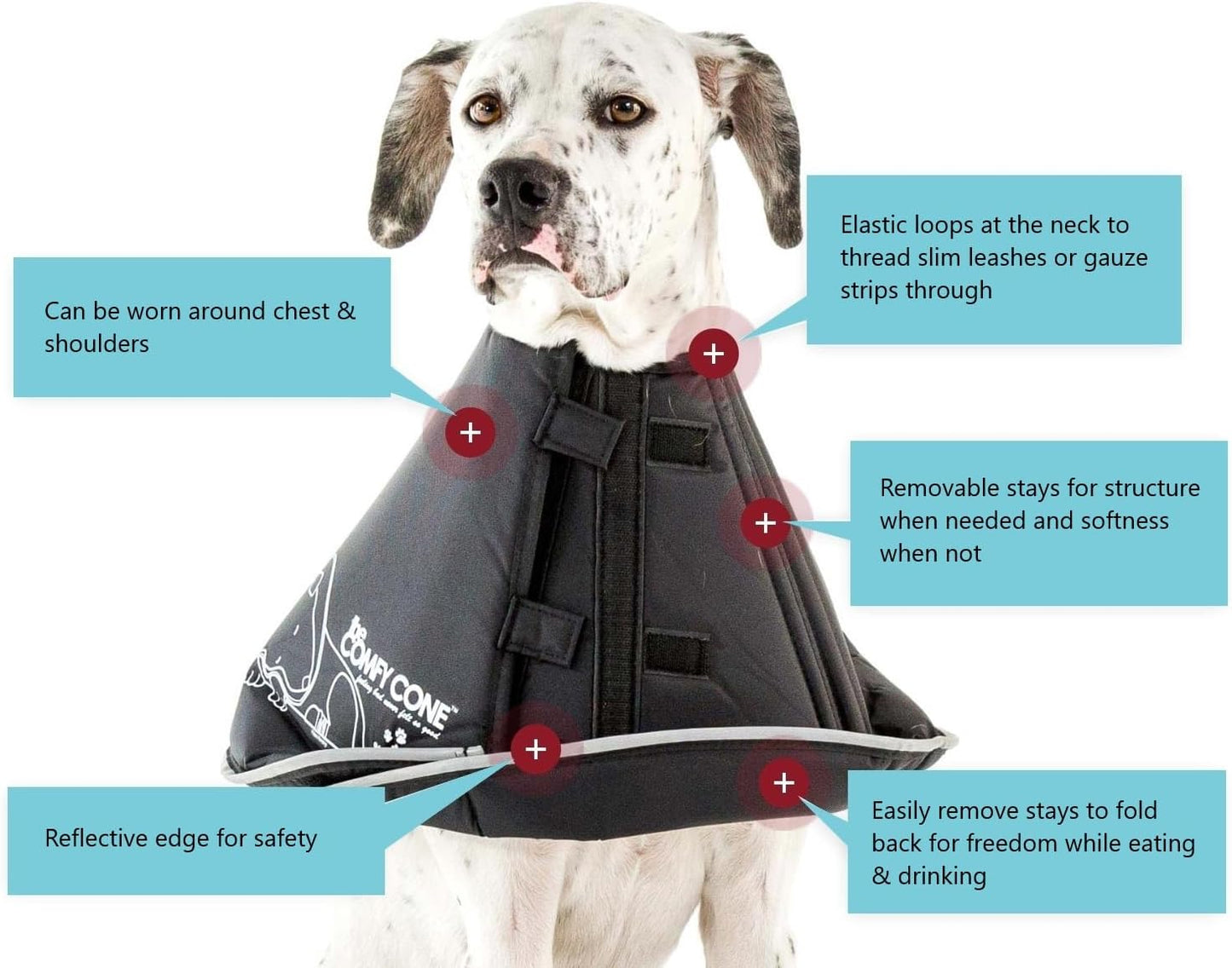 All Four Paws, Comfy Cone Pet Cone for Dogs, Cats, X-Large, Black - Comfortable Soft Dog Cone Collar Alternative for After Surgery, Wound Care, Spay, Neuter - Dog and Cat Recovery Collar