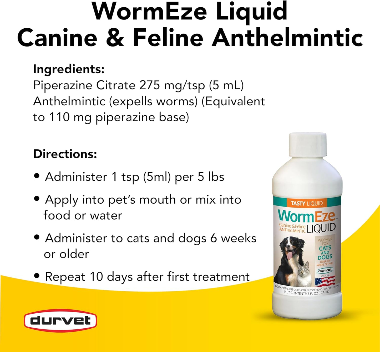 Durvet, WormEze Liquid Canine & Feline Anti-helmintic, 8 oz