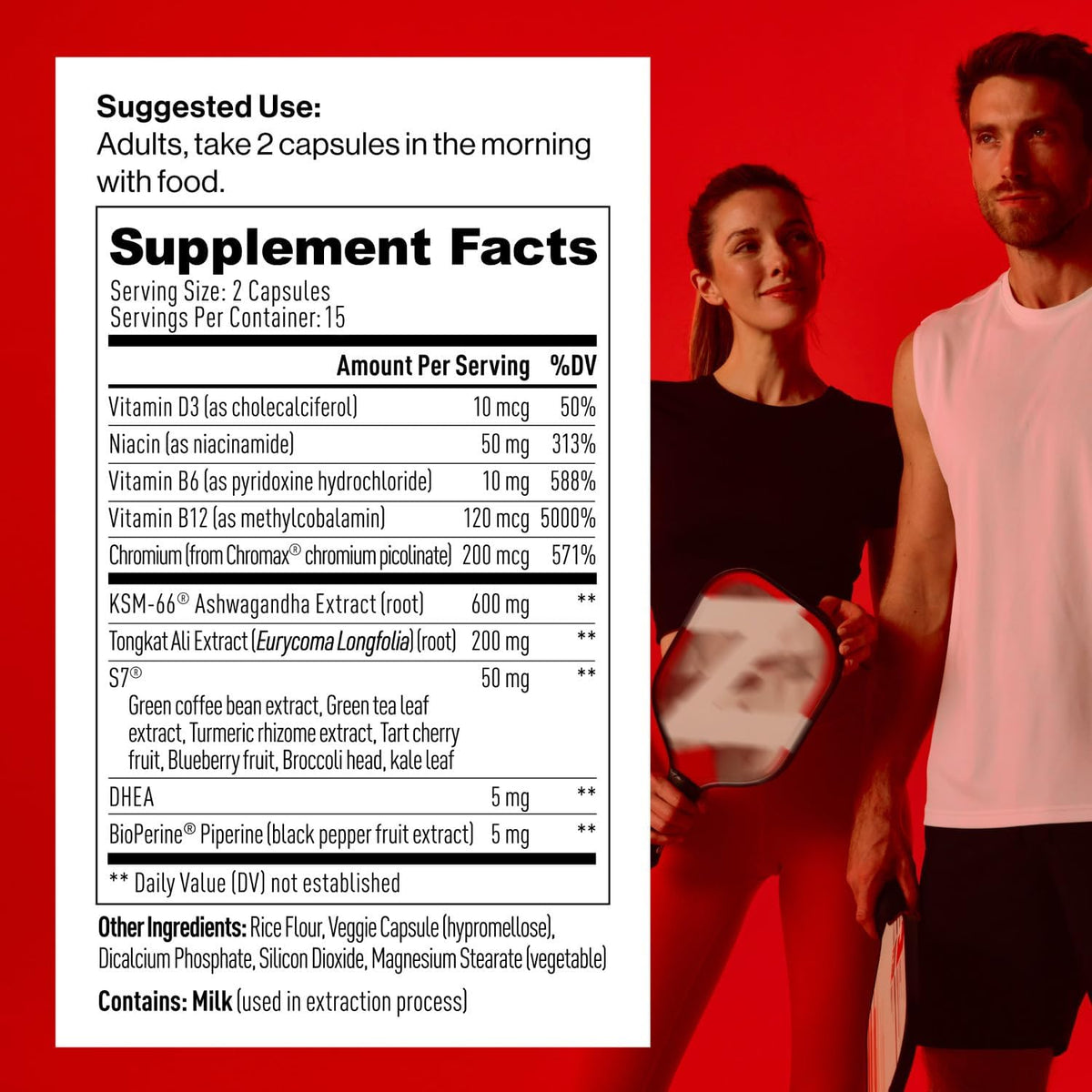 Mdrive, Prime - Men's T-Support Supplement, Max Energy, Focus & Lean Muscle, KSM-66 Ashwagandha, S7 Nitric Oxide Booster, Bioperine and DHEA,15 Servings, 30 Count