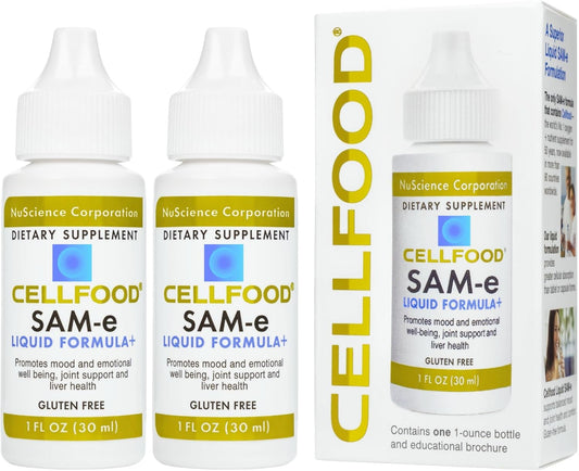 Cellfood SAM-e Liquid Formula+, 1 fl oz - Joint Support & Liver Health - Liquid for Easier Absorption & Better Bioavailability - Gluten Free, Non-GMO - 30-Day Supply (2 Pack)