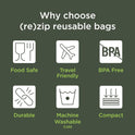 (re)zip, Bread, Bagel, & Pantry Storage Bag | BPA-Free, Food Grade, Reusable, Machine Washable, Roll Top | Ideal for Keeping Bread & Baked Goods Fresh