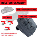Crucial Concealment® , Universal Ambidextrous Light Holster | Concealment Holster with Light | Adjustable Retention | IWB Holster Clip