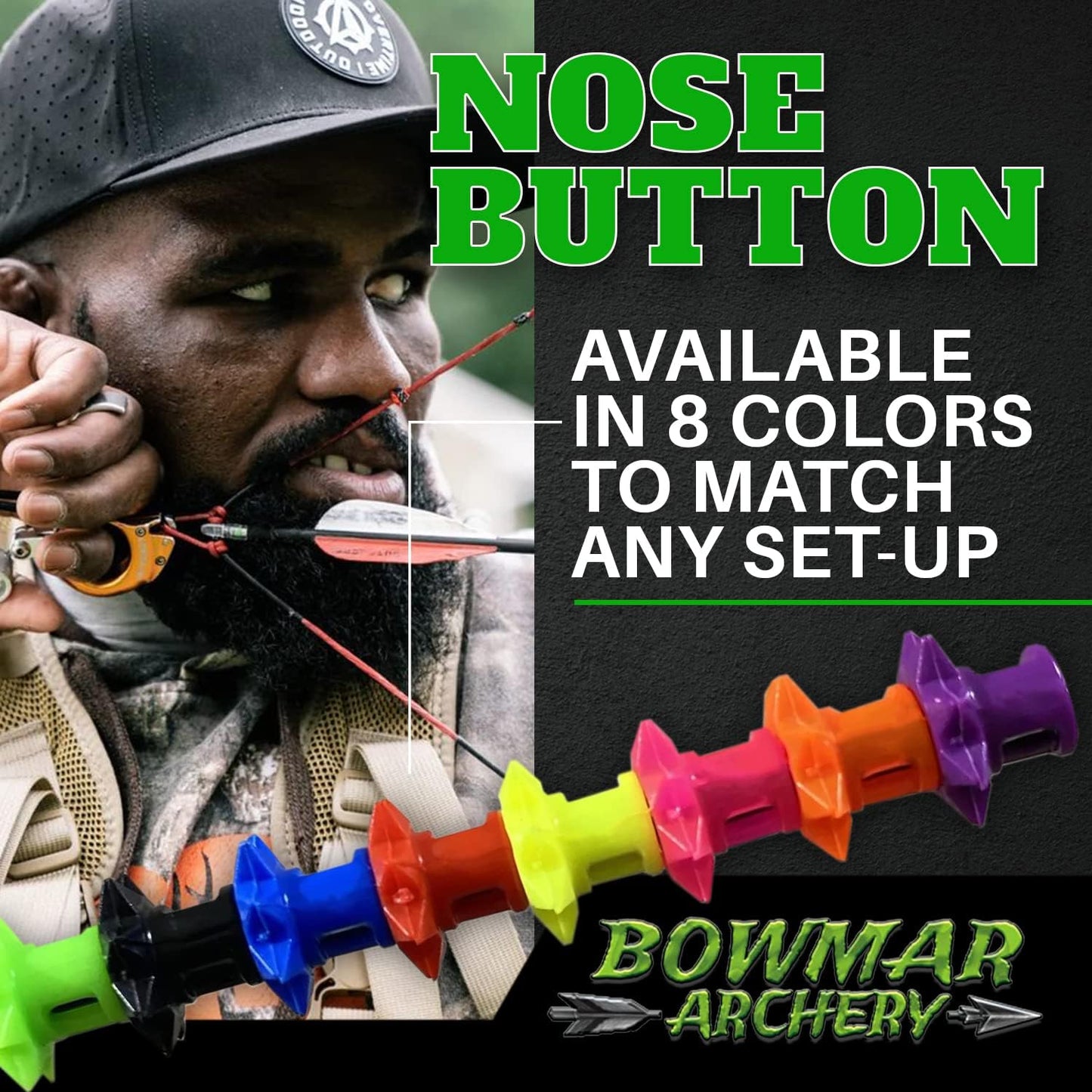 Bowmar Archery, Nose Button, Extremely Light Weight, Creates Consistent Anchor Point, Two Sizes Included