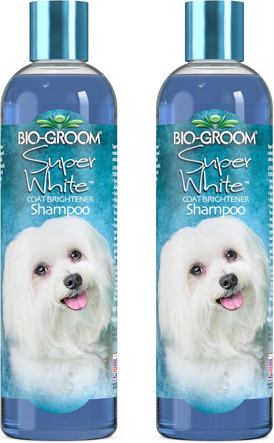 Bio-Groom, Super Whitening Dog Shampoo – Whitening Pet Shampoo, Dog Bathing Supplies, Puppy Wash, Dog Grooming Supplies, Cruelty-Free, Made in USA, Coat Brightener Shampoo – 12 fl oz 2-Pack