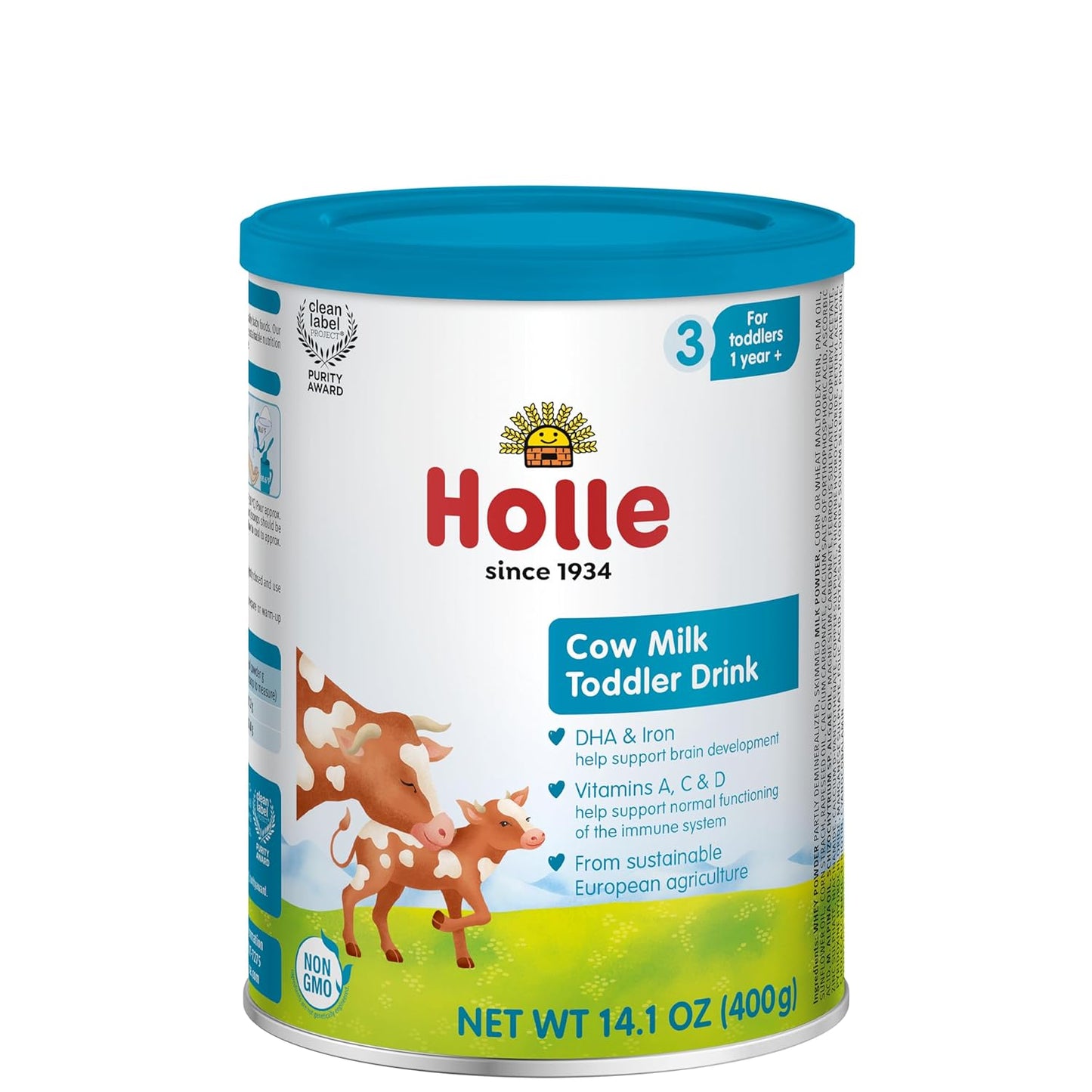 Holle, Organic Toddler Milk Drink – Non-GMO, Clean Label Certified, Gentle European Formula with Omega-3 & Vitamins for Kids 12-36 Months, 14 oz