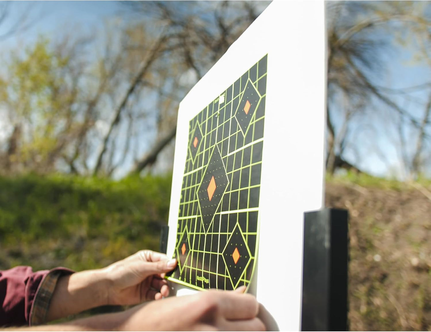 BIRCHWOOD CASEY, Shoot-N-C 12" Sight-In Reactive Target - Highly Visible Instant Feedback Self-Adhesive Shooting Target Stickers with Repair Pasters - 12 Targets, 144 Pasters