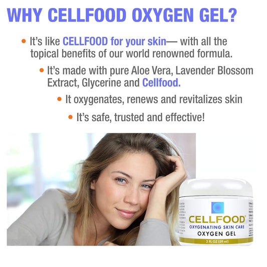 Cellfood Oxygen Gel - 2 fl oz, Pack of 10 - Provides Moisture & Protection, Decreases Appearance of Fine Lines - Aloe Vera, Lavender Blossom Extract, Cellfood & Glycerine - Hypoallergenic, Non-GMO (Copy) (Copy)