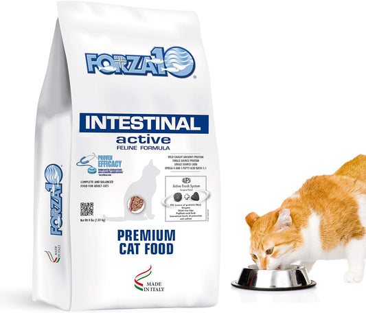 Forza10, Active Intestinal Support Diet Dry Cat Food for Adult Cats, Cat Food Dry for Upset Stomach, Diarrhea and Intestinal Disorders, Wild Caught Anchovy Flavor, 4 Pound Bag
