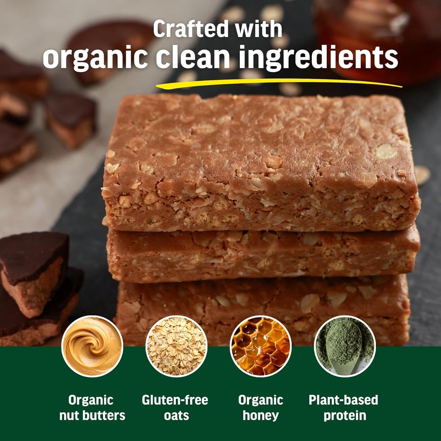 Kate’s, Real Food Organic Protein Bars – (Peanut Butter Cup, 2.2 oz, Pack of 12) – Plant Based Protein Bars - Gluten Free, Soy Free, Non GMO, Whole Grains, and All Natural | bike-handlebars