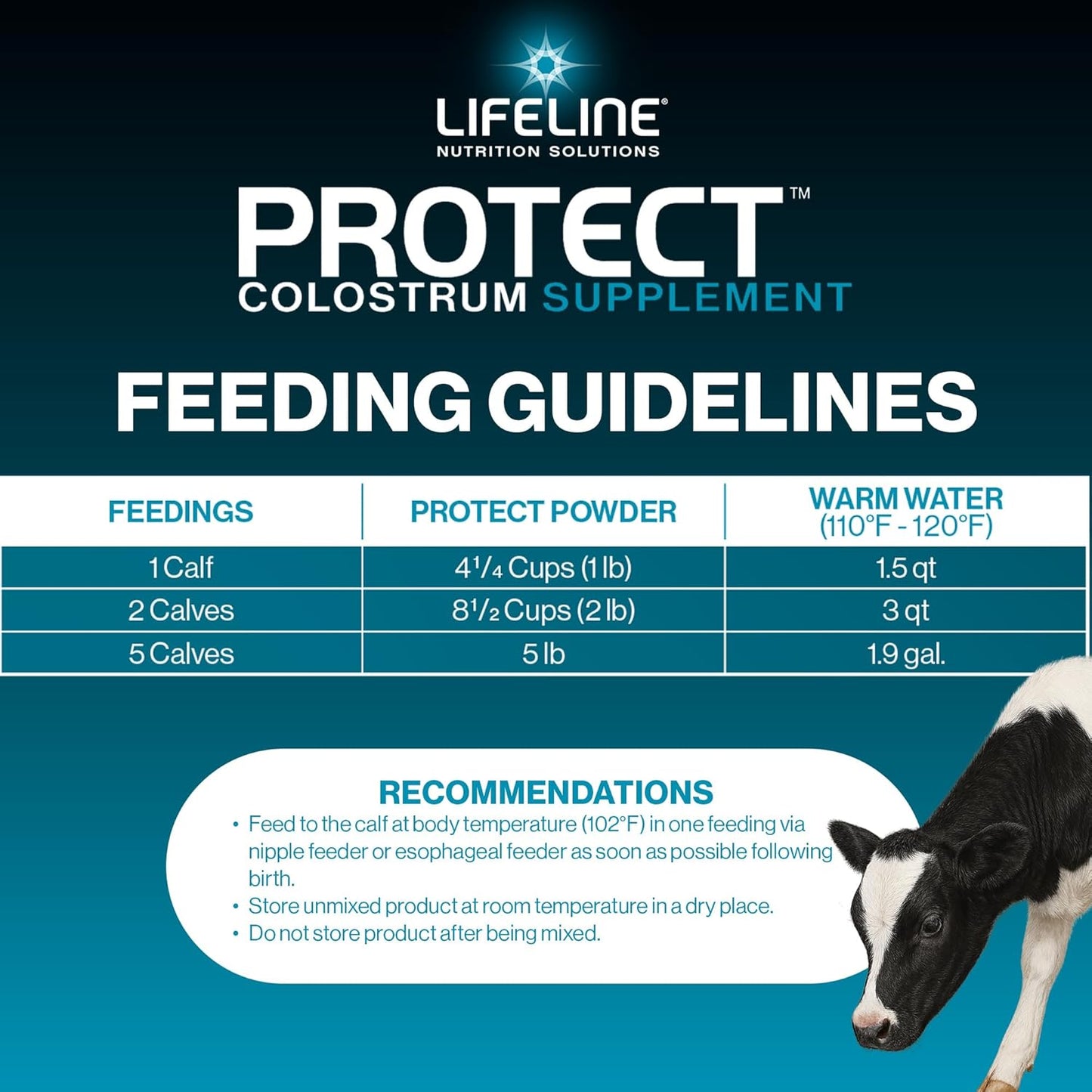 ANNUSO, LIFELINE Protect Colostrum Supplement for Calves, 1lb Bag - 50g Globulin Protein per Feeding - 20% Added Fat and Carbohydrates - Immune and Energy Support for Newborn Calves