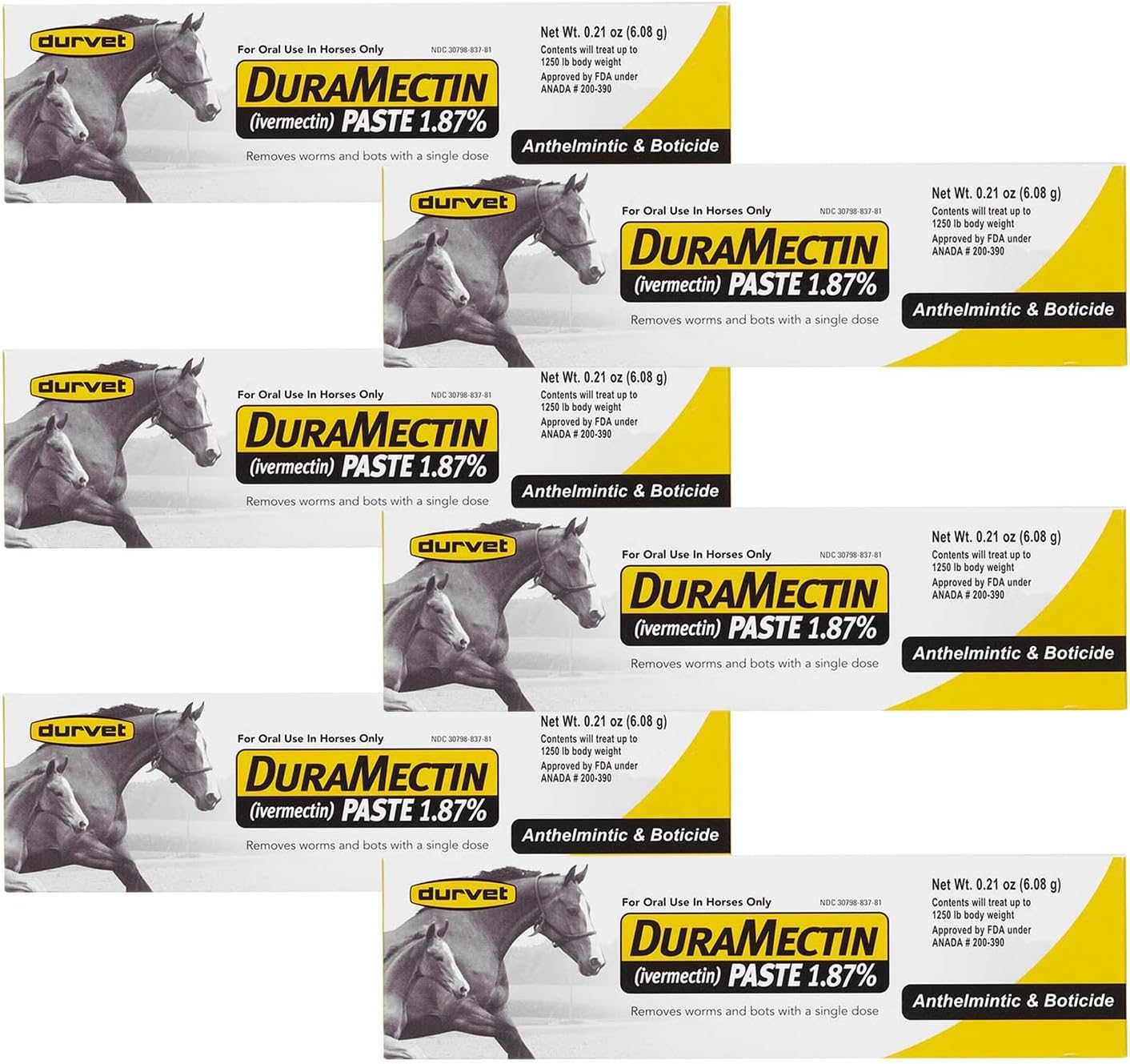 Durvet, Duramectin Equine Wormer Paste - 6 Tubes