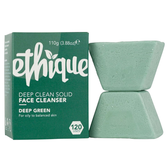 Ethique, Deep Cleaning Solid Natural Face Cleanser for Oily to Balanced Skin - Deep Green - Vegan, Eco-Friendly- Zero-Waste, Plastic-Free, Cruelty-Free, 3.53 oz (Pack of 1:4 Bars)