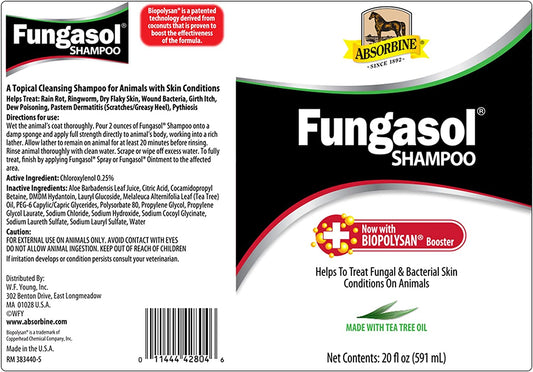 Absorbine Fungasol Shampoo, Treats Horse Skin Conditions, 20oz