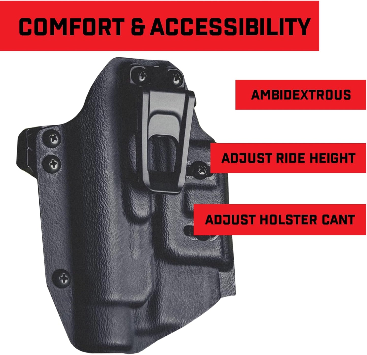 Crucial Concealment®, Ambidextrous Universal Light Holster for TLR-1/TLR-1 HL | Concealment Holster with Light | Adjustable Retention | IWB Holster Clip