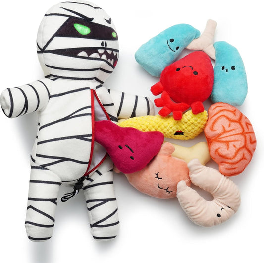 Nocciola, Zombie Mummy Dog Toys with Organs: Funny Cool Hide and Seek Squeaky Chew Toys for Puppies, Small and Medium Size Breed, Plush Stuffed Cognitive Puzzle Toys for Training