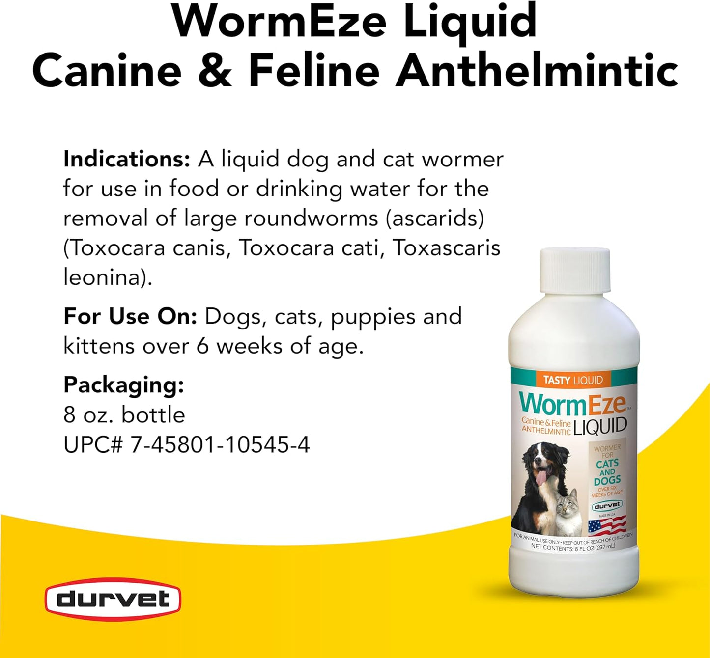 Durvet, WormEze Liquid Canine & Feline Anti-helmintic, 8 oz