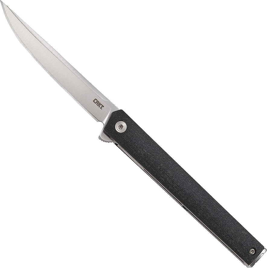 CRKT, CEO Flipper EDC Folding Pocket Knife: Low Profile Gentleman's Knife, Everyday Carry, Satin Blade, IKBS Ball Bearing Pivot, Liner Lock, Glass Reinforced Fiber Handle, Deep Carry Pocket Clip 7097