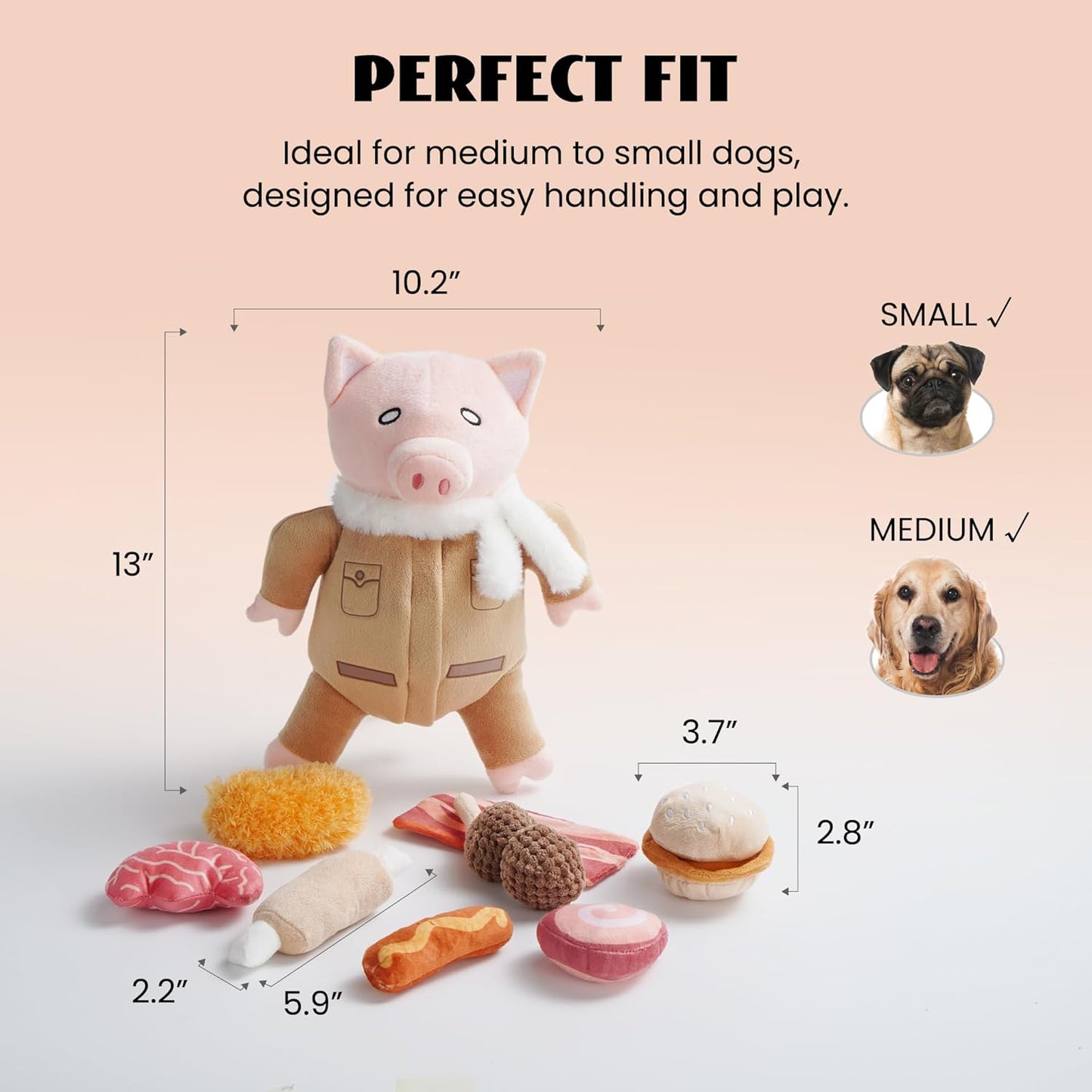 Nocciola, Stuffed Pig Dog Toys: Hide and Seek Funny Squeaky Crinkle Plush Dog Chew Toys for Small Medium Breed, Cognitive Training Pet Enrichment Gifts Supplies