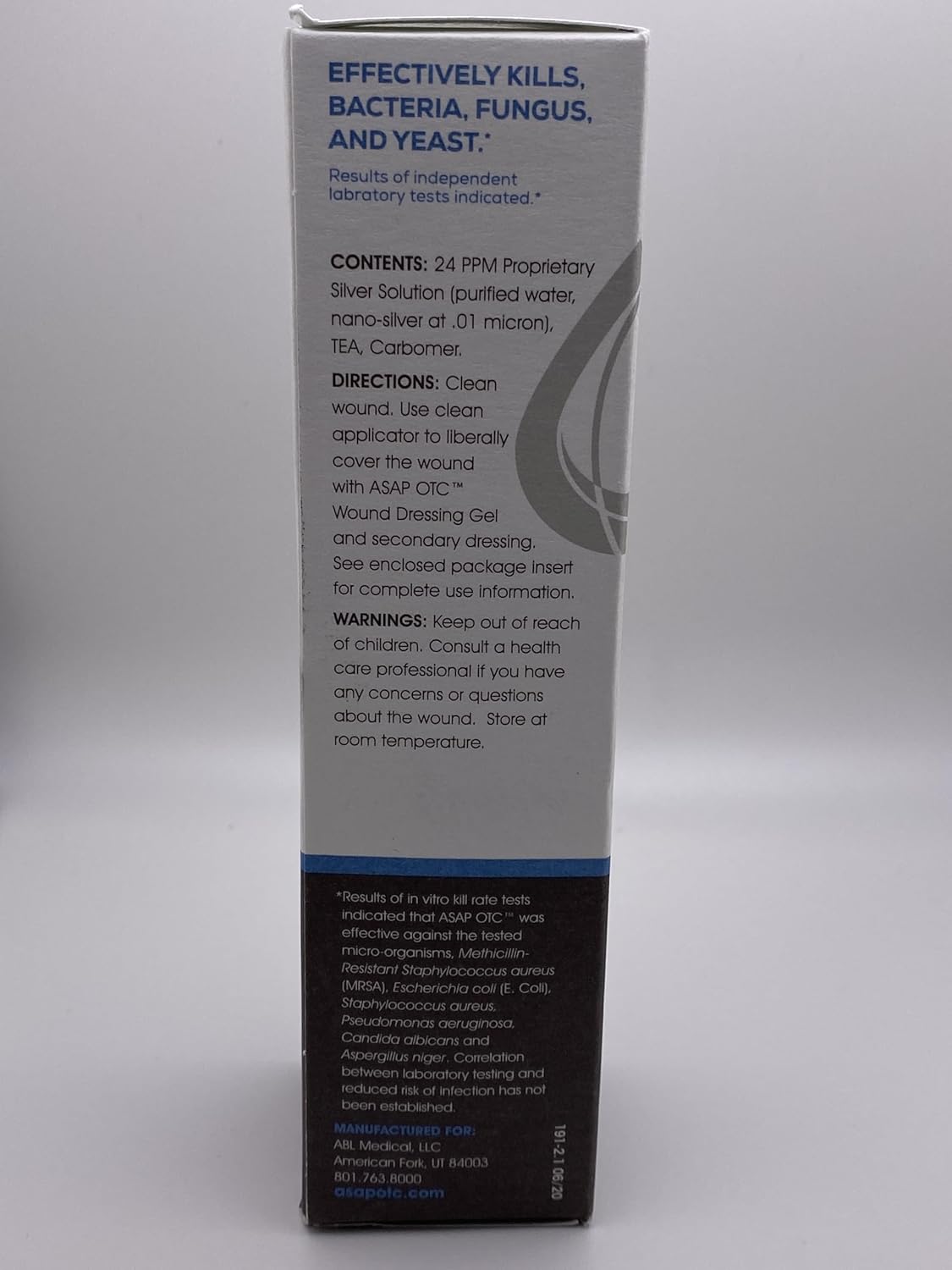 American Biotech Labs, ASAP OTC Wound Dressing Gel | SilverSol Ag₄O₄ 24 ppm Healing & Soothing Gel | 4 Oz