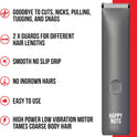 HAPPY NUTS, The Lumberjack Electric Groin & Body Hair Trimmer for Men - Men's Body Groomer Kit for Privates - Smooth Ball & Pubic Hair Shaver (Graphite)