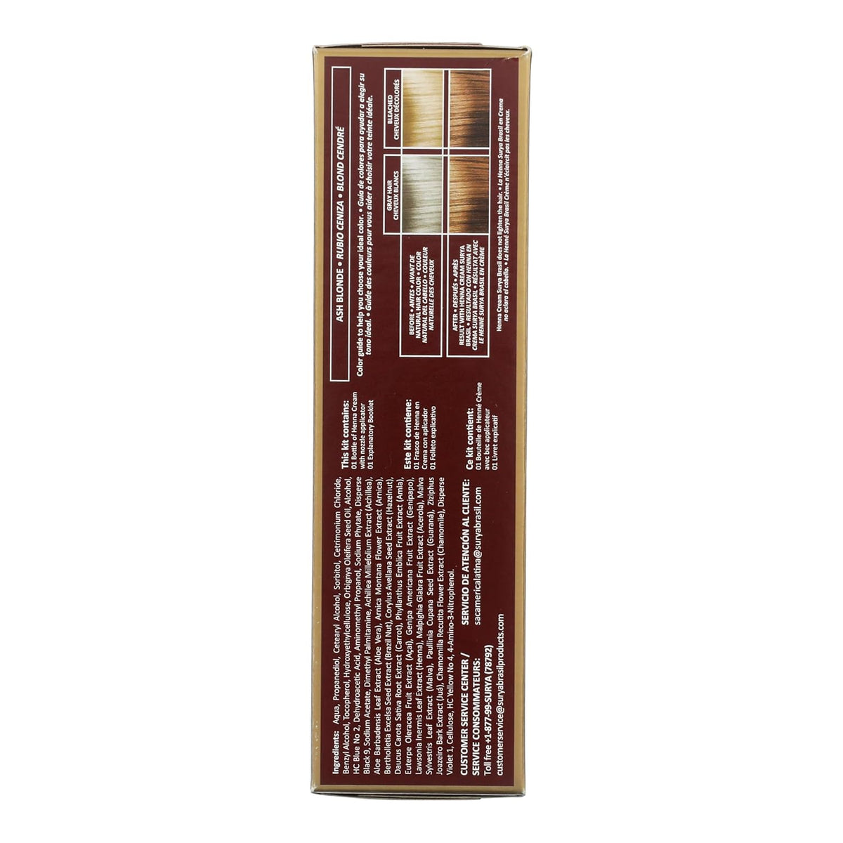 Surya Brasil, Henna Cream Ash Blonde - 98% Natural Ingredients, Vegan, Cruelty-Free, Eco-Friendly, Semi-Permanent Hair Color, Deep Hydration & Shine, 2.37 oz